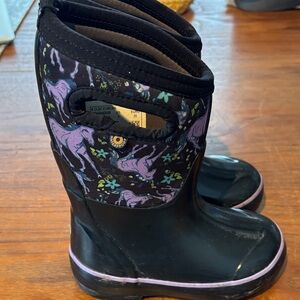 Kids Black and Purple Unicorn Boots